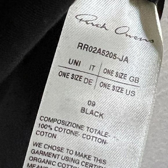 Rick Owens Oversized T Shirt Black Cotton One Size - Picture 5 of 9